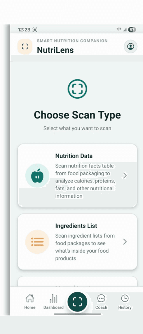 Scan Type Selection